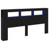 vidaXL T&ecirc;te de lit LED avec &eacute;tag&egrave;re Ch&ecirc;ne noir 200 x 18,5 x 103,5 cm