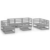 vidaXL Salon de jardin 8 pcs gris bois de pin massif
