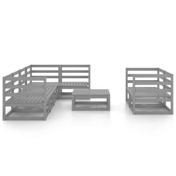 vidaXL Salon de jardin 8 pcs gris bois de pin massif