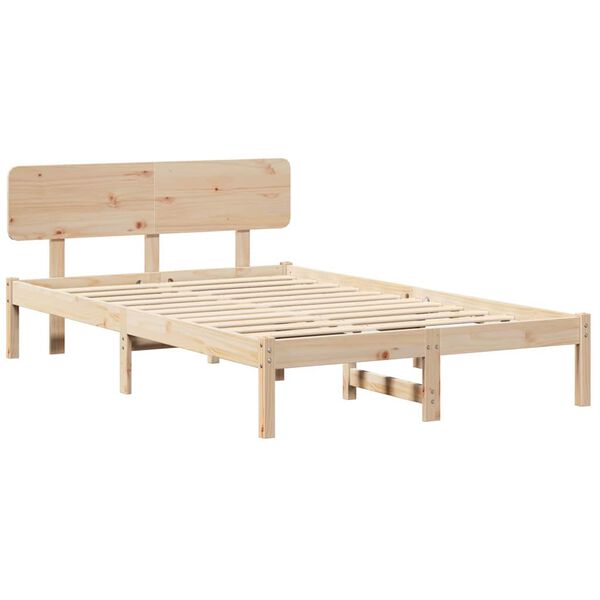 vidaXL Cadre de lit avec tête de lit Naturel 135 x 190 cm Pin massif