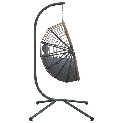 vidaXL Chaise suspendue forme d'œuf et support gris clair rotin acier