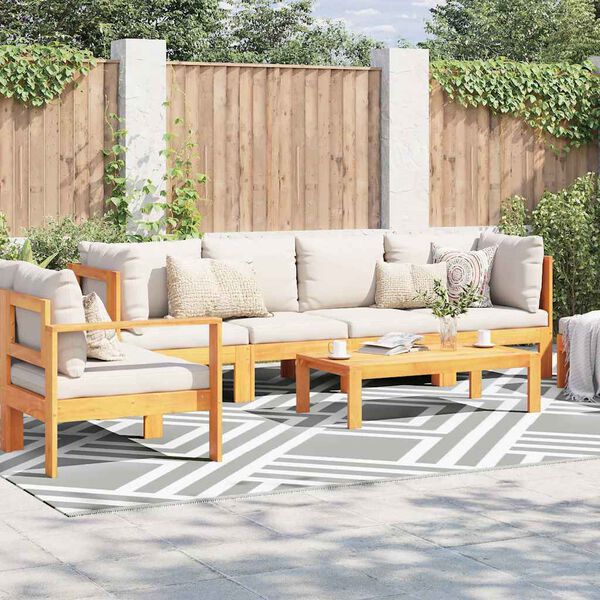 vidaXL Tapis d'ext&eacute;rieur G&eacute;om&eacute;trique ARAKIL Gris et blanc 400 &times; 300 cm