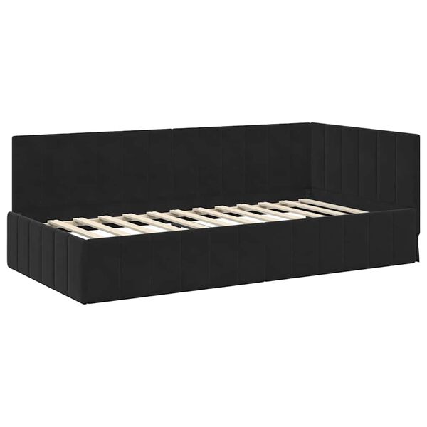 vidaXL Cadre de lit d'angle Noir 100 cm x 200 cm Velours