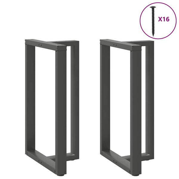 vidaXL Pieds de table de bar en T, 2 pi&egrave;ces, anthracite, 60 x 35 x (100-101) cm, acier