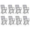 vidaXL Chaises pliables d'ext&eacute;rieur lot de 8 et coussins Bois d'acacia