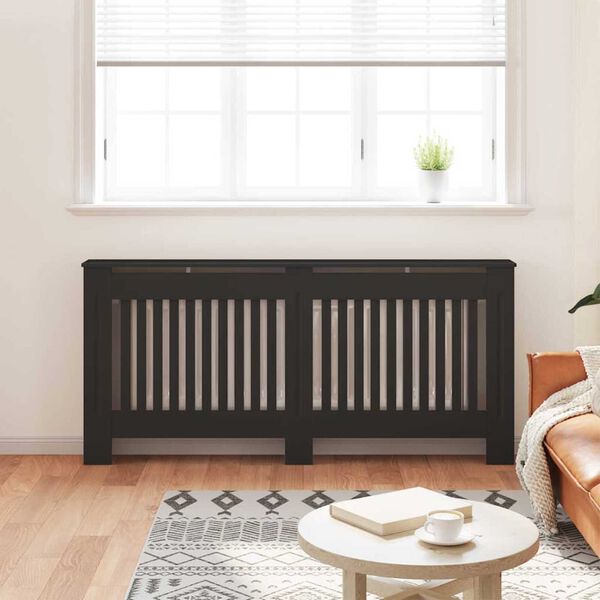 vidaXL Cache-Radiateur 2 pcs Noir 172 x 19 x 81,5cm Bois d'ing&eacute;nierie
