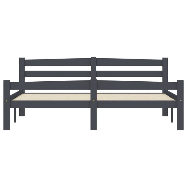 vidaXL Cadre de lit sans matelas gris fonc&eacute; pin massif 160x200 cm