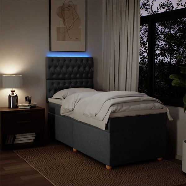 vidaXL Sommier &agrave; lattes de lit et matelas Gris fonc&eacute; 90x190 cm Tissu