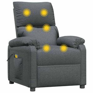 vidaXL Fauteuil de massage Gris fonc&eacute; Tissu