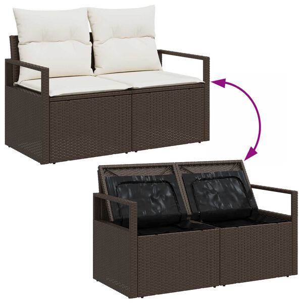vidaXL Ensemble de canap&eacute; de jardin 7 pcs Marron et cr&egrave;me polyrotin