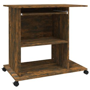 vidaXL Bureau d'ordinateur Ch&ecirc;ne fum&eacute; 80x50x75 cm Bois d'ing&eacute;nierie