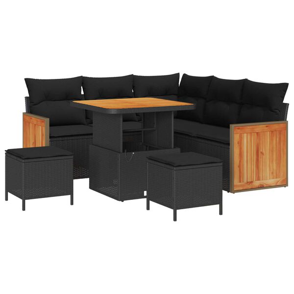 vidaXL Ensemble de canap&eacute; de jardin avec coussin 8 pcs Noir