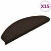 vidaXL Tapis d'escalier auto-adh&eacute;sifs 15 pi&egrave;ces 65 x 21 x 4 cm Marron fonc&eacute; Demi-rond Grand