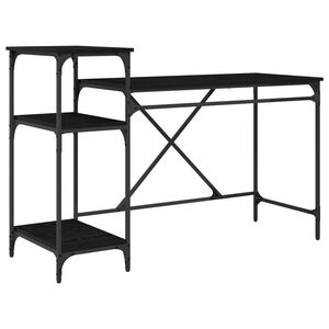 vidaXL Bureau Ch&ecirc;ne noir Bois d'ing&eacute;nierie 135 x 50 x 90 cm