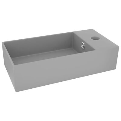 vidaXL Lavabo de salle de bain avec trop-plein Céramique Gris clair