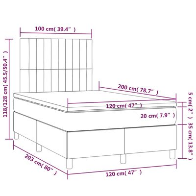 vidaXL Sommier à lattes de lit avec matelas LED Bleu foncé 120x200 cm