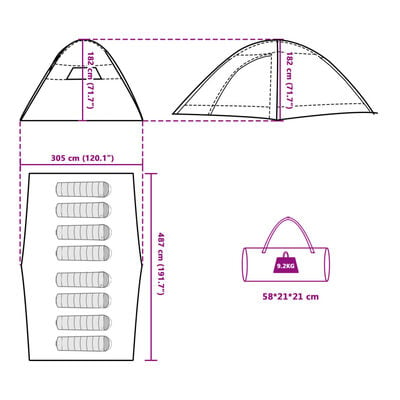 vidaXL Tente de camping 8 personnes orange imperméable