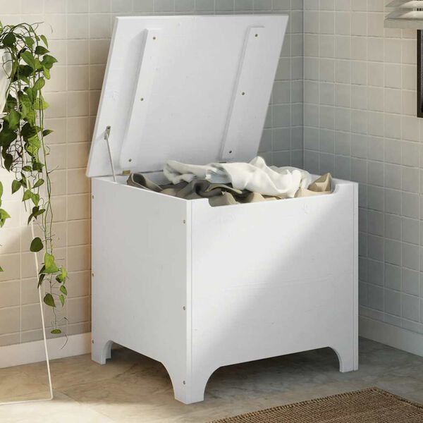 vidaXL Bo&icirc;te de rangement avec couvercle RANA blanc bois massif de pin