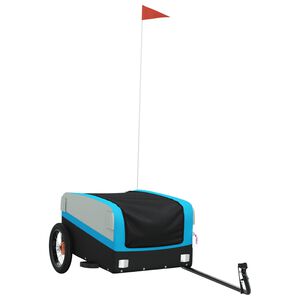 vidaXL Remorque de v&eacute;lo noir et bleu 30 kg fer