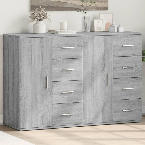 vidaXL Buffets 2 pcs sonoma gris 59x39x80 cm bois d'ing&eacute;nierie