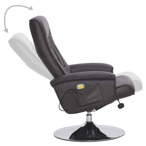 vidaXL Fauteuil de massage avec repose-pied Gris Similicuir
