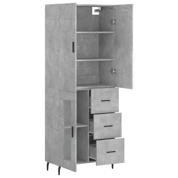 vidaXL Buffet haut Gris b&eacute;ton 69,5x34x180 cm Bois d'ing&eacute;nierie