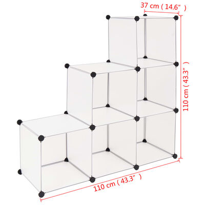 vidaXL Organisateur de rangement cube avec 6 compartiments Blanc