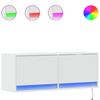 vidaXL Meuble TV mural avec lumi&egrave;res LED blanc 100x31x35 cm