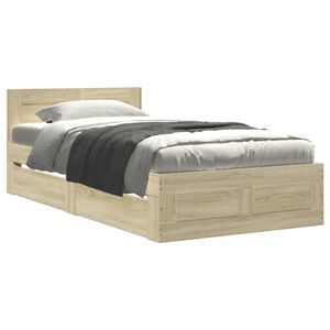 vidaXL Cadre de lit et t&ecirc;te de lit sans matelas ch&ecirc;ne sonoma 100x200cm