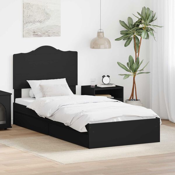 vidaXL Lit de Rangement Noir 100 x 200 cm Bois d'ing&eacute;nierie