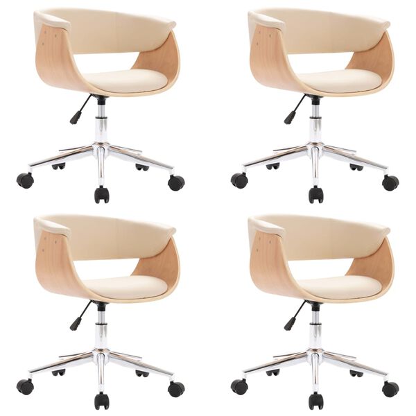 vidaXL Chaises pivotantes &agrave; manger lot de 4 cr&egrave;me similicuir