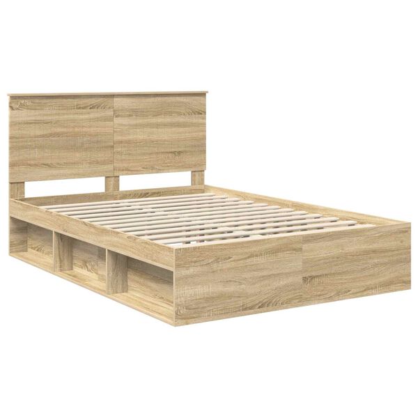 vidaXL Cadre de lit Sonoma 140 x 190 cm Bois de pin massif