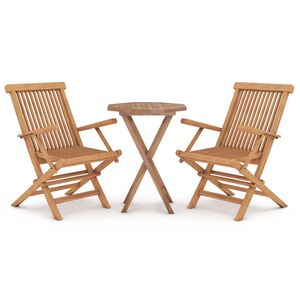 vidaXL Ensemble &agrave; manger de jardin 3 pcs Bois de teck massif