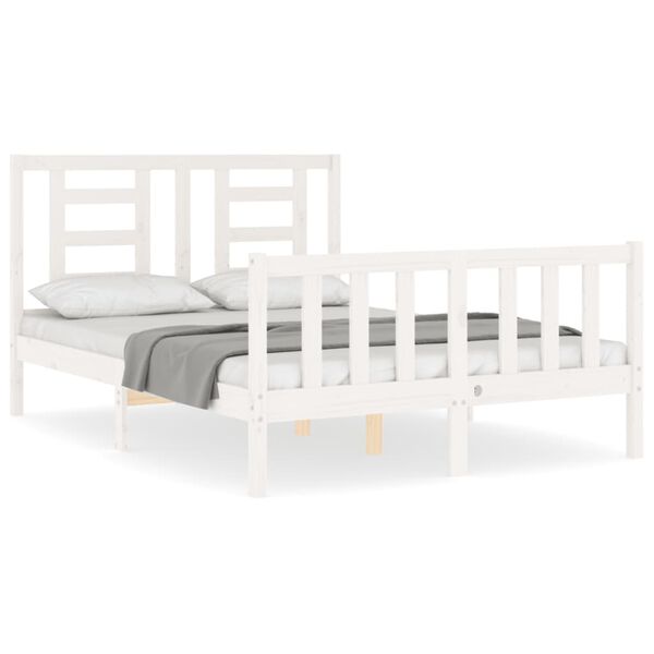vidaXL Cadre de lit sans matelas blanc 140x190 cm bois de pin massif