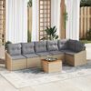 vidaXL Ensemble de canap&eacute; de jardin avec coussin 7 pcs Beige polyrotin