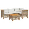 vidaXL Salon de jardin avec coussins 5 pcs beige r&eacute;sine tress&eacute;e