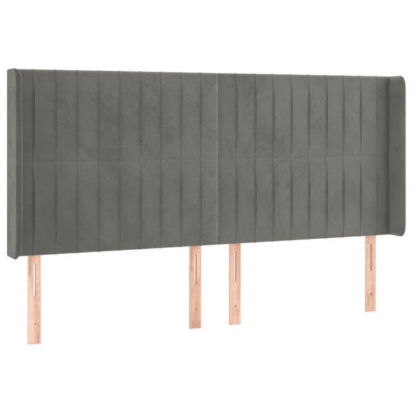 vidaXL T&ecirc;te de lit &agrave; LED Gris clair 203x16x118/128 cm Velours