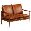 vidaXL Canap&eacute; &agrave; 2 places Cuir v&eacute;ritable avec bois d'acacia Marron