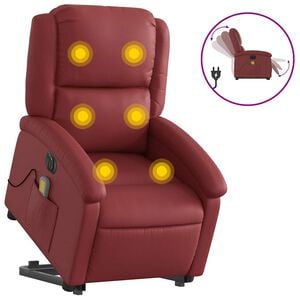 vidaXL Fauteuil inclinable de massage &eacute;lectrique rouge bordeaux