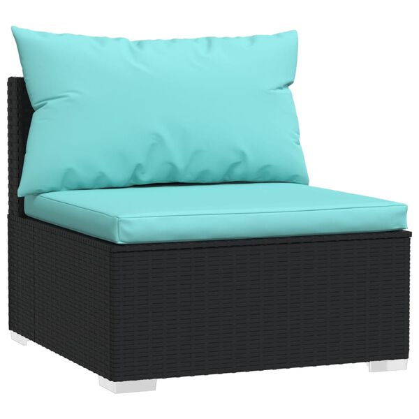 vidaXL Salon de jardin 4 pcs avec coussins Noir R&eacute;sine tress&eacute;e