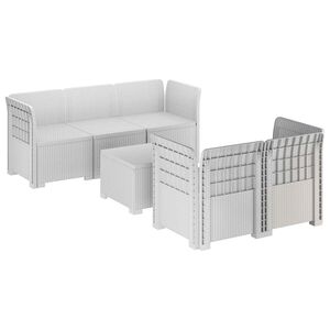 vidaXL Canap&eacute; de Jardin 5 Places Aspect Rotin PP Blanc