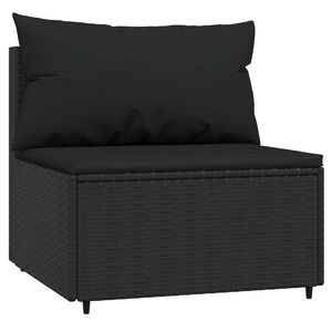 vidaXL Canap&eacute; central de jardin avec coussins noir r&eacute;sine tress&eacute;e