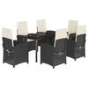 vidaXL Ensemble &agrave; manger de jardin coussins 7pcs Noir R&eacute;sine tress&eacute;e