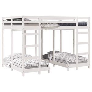 vidaXL Cadre de lit superpos&eacute; triple Blanc 140 x 200 cm Pin massif