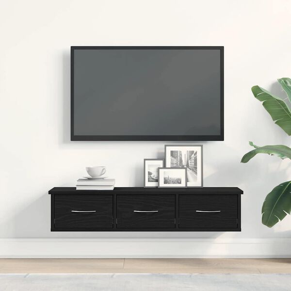 vidaXL Armoire murale ch&ecirc;ne noir 88x26x18,5 cm bois d'ing&eacute;nierie