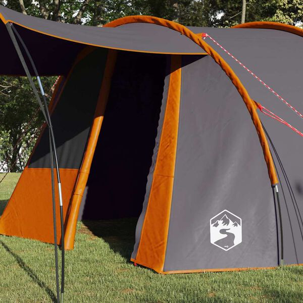 vidaXL Tente tunnel avec toit Gris et orange 740 x 370 x 220 cm