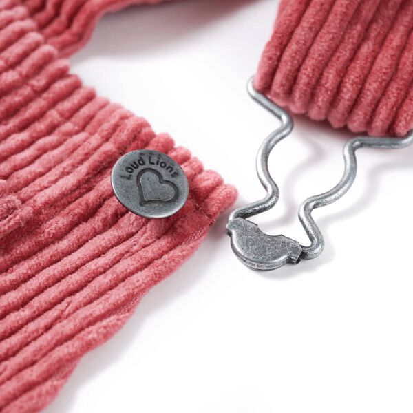 Robe salopette pour enfants velours côtelé rose 104