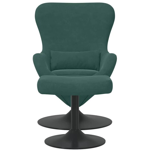 vidaXL Chaise Œuf avec Pouf Vert foncé 63 x 73 x 90 cm Velours
