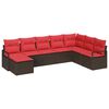 vidaXL Ensemble de Canap&eacute;s 8 pcs Marron et rouge polyrotin