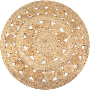vidaXL Tapis Jute design tress&eacute; 150 cm rond